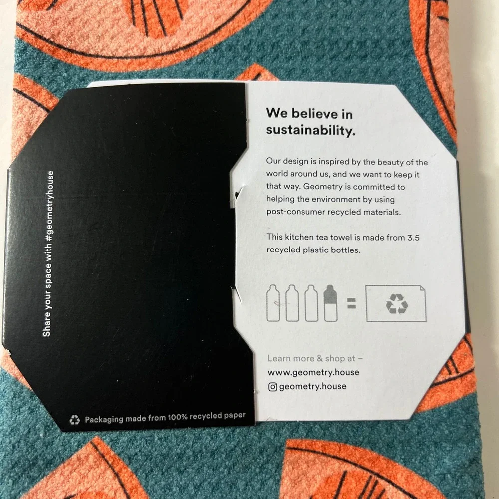 Geometry Kitchen Tea Towels Orange Slices Design Orange NWT